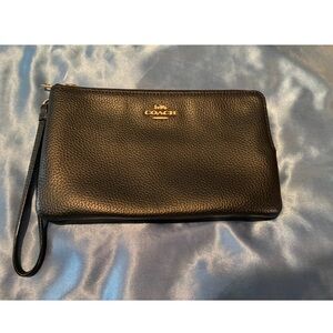 Coach Black Pebbled Leather Wristlet
